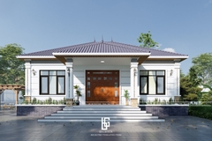 M052026 | Hồ sơ thiết kế kiến trúc mẫu nhà Mái Nhật 1 tầng 4PN kích thước 14x15m
