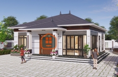 V922 | Mẫu nhà vườn mái Nhật 1 tầng hiện đại 3 phòng ngủ kích thước 12,5x12m