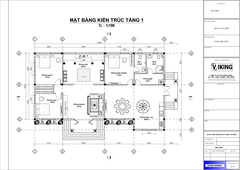 V687 | Bản vẽ thiết kế mẫu nhà cấp 4 mái Nhật sang trọng, 3 phòng ngủ, kích thước 18.5x9.5m, bản in A3 đẹp, có phối cảnh 3D