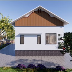 V623 | Bản vẽ thiết kế mẫu nhà cấp 4 mái Thái hiện đại-tối giản 2 phòng ngủ, kích thước 12x7.5m, bản in A3 đẹp, có phối cảnh 3D