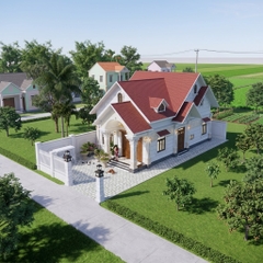 V906 | Bản vẽ Kiến trúc mẫu nhà mái Thái 1 tầng đẹp kích thước 10x17, 3 phòng ngủ.