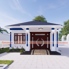 BG456 | Bản vẽ thiết kế mẫu nhà mái Nhật 1 tầng 3 phòng ngủ kích thước 9x13