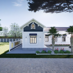 V376 | Bản vẽ thiết kế Full hồ sơ mẫu nhà mái Thái sang trọng 1 tầng 3 phòng ngủ, kích thước 11x24m, bản in A3 đẹp, phối cảnh 3D