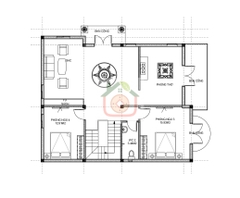 V767 | Bản vẽ kiến trúc mẫu nhà mái Thái 2 tầng 4 phòng ngủ kích thước 10,6x13,2m
