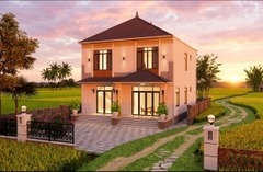 BG327 | Bản vẽ thiết kế sẵn mẫu nhà phố mái Nhật 2 tầng 5 phòng ngủ 10x10m