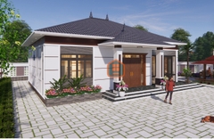 V922 | Mẫu nhà vườn mái Nhật 1 tầng hiện đại 3 phòng ngủ kích thước 12,5x12m