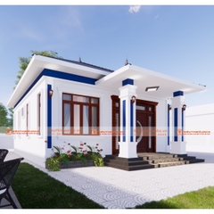 BG456 | Bản vẽ thiết kế mẫu nhà mái Nhật 1 tầng 3 phòng ngủ kích thước 9x13