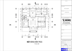 V766 | Bản vẽ thiết kế mẫu nhà cấp 4 mái Nhật hiện đại, rộng rãi, 5 phòng ngủ, kích thước 14x10.5m, bản in A3 đẹp, phối cảnh 3D