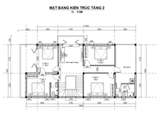 V923 | Bản vẽ kiến trúc mẫu thiết kế nhà mái Nhật 2 tầng 6 phòng ngủ kích thước 7,8x15,8m