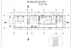 V730 | Bản vẽ thiết kế full hồ sơ mẫu nhà phố 2 tầng phong cách tân cổ điển, kích thước 5x20m, 4 phòng ngủ, in A3 đẹp phối cảnh