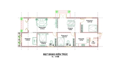 V686 | Bản vẽ thiết kế Full hồ sơ mẫu nhà phố hiện đại 1 tầng 3 phòng ngủ, kích thước 7x18m, bản in A3 đẹp, phối cảnh 3D