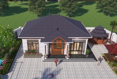 V922 | Mẫu nhà vườn mái Nhật 1 tầng hiện đại 3 phòng ngủ kích thước 12,5x12m