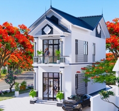 V418 | Mẫu thiết kế nhà mái Thái 2 tầng hiện đại 4 phòng ngủ kích thước 7,5x15m đầy đủ bản vẽ kiến trúc chi tiết.