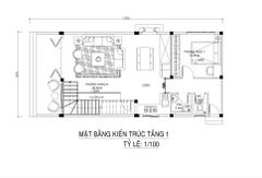 V695 | Bản vẽ thiết kế Full hồ sơ mẫu nhà phố hiện đại 2 tầng 2 phòng ngủ, kích thước 6x15m, bản in A3 đẹp, phối cảnh 3D
