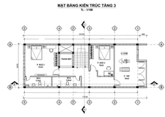 V521 | Bản vẽ thiết kế Full hồ sơ mẫu nhà phố hiện đại 4 tầng 1 tum, kích thước 6x17m, 5 phòng ngủ, bản in A3 đẹp phối cảnh 3D
