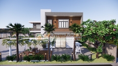 BG444 | Mẫu nhà mái bằng 2 tầng 5 phòng ngủ kích thước 18x16m phong cách hiện đại