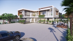BG444 | Mẫu nhà mái bằng 2 tầng 5 phòng ngủ kích thước 18x16m phong cách hiện đại