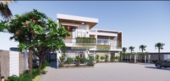 BG444 | Mẫu nhà mái bằng 2 tầng 5 phòng ngủ kích thước 18x16m phong cách hiện đại