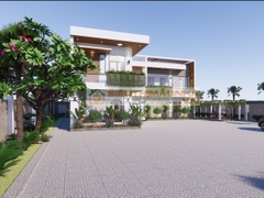 BG444 | Mẫu nhà mái bằng 2 tầng 5 phòng ngủ kích thước 18x16m phong cách hiện đại