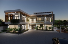 BG444 | Mẫu nhà mái bằng 2 tầng 5 phòng ngủ kích thước 18x16m phong cách hiện đại