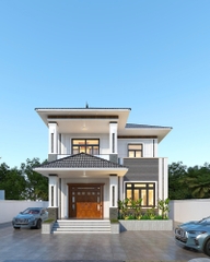 M032026 | Mẫu nhà mái Nhật hiện đại 2 tầng 4 phòng ngủ kích thước 9x9,7m