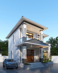 M032026 | Mẫu nhà mái Nhật hiện đại 2 tầng 4 phòng ngủ kích thước 9x9,7m
