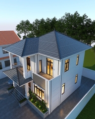 M032026 | Mẫu nhà mái Nhật hiện đại 2 tầng 4 phòng ngủ kích thước 9x9,7m