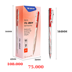 Bút bi Thiên Long TL-027 hộp 20 cây - Đỏ
