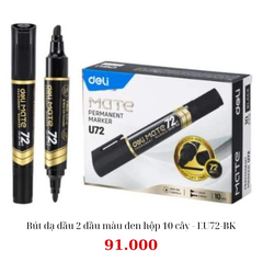 Bút dạ dầu 2 đầu màu đen hộp 10 cây - EU72-BK