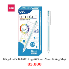 Bút gel nước Deli G118 ngòi 0.5mm - Xanh Dương Nhạt