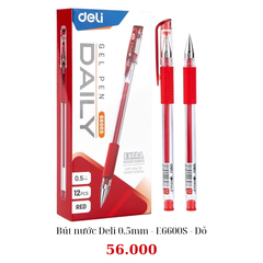 Bút nước Deli 0.5mm - E6600S - Đỏ