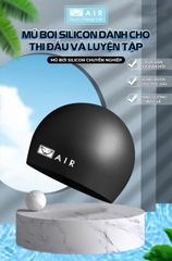 Mũ bơi silicone màu đen trơn
