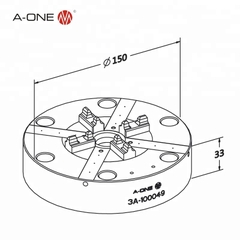 Đầu kẹp khí nén 150 A-ONE 3A-100049 | Power chuck 150