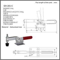 Cam kẹp GH-201-C Horizontal Toggle Clamp