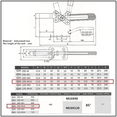 Cam kẹp GH-200-WLH Horizontal Toggle Clamp