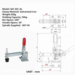 Cam kẹp GH-101-AL Vertical Toggle clamp