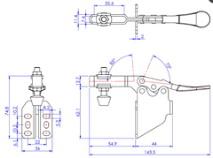 Cam kẹp GH-201-BSM Horizontal Toggle Clamp