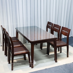 Bộ bàn ăn gỗ sồi chân trụ - 6 ghế