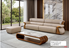 Bộ sofa nhập khẩu da siêu sợi gỗ mun M527