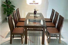 BỘ BÀN ĂN GỖ SỒI CAO CẤP 6 GHẾ CÂN TRƠN MTK-B5M1