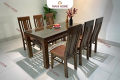 BỘ BÀN ĂN GỖ SỒI CAO CẤP 6 GHẾ CÂN TRƠN MTK-B7