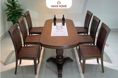 BỘ BÀN ĂN GỖ SỒI CAO CẤP 6 GHẾ B5 MTK-B9