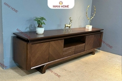 KỆ TIVI CHÂN XOẮN ĐỤC SÓNG GỖ TẦN BÌ ASH NHẬP KHẨU – MTK03
