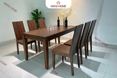 BỘ BÀN ĂN GỖ SỒI CAO CẤP 6 GHẾ GV009.M1 - MTK H010.M2