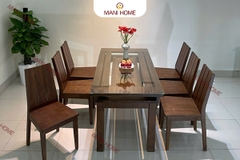 BỘ BÀN ĂN GỖ SỒI CAO CẤP 6 GHẾ GV009.M1 – MTK H020