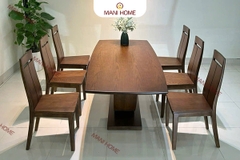 BỘ BÀN ĂN GỖ SỒI CAO CẤP 6 GHẾ GV010.M2 – MTK H007.M1N