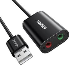 Dây USB 2.0 mở rộng sang đồng thời 2 cổng 3.5mm cho tai nghe + mic không cần driver UGREEN US205