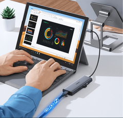 Bộ Chuyển Đổi Type-C Ugreen 90119 Ra 2 HDMI 4K 60Hz USB LAN PD | Phú Quốc