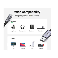 Cáp Chuyển USB 2.0 Sang 3.5mm UGREEN 30757 Mic + Loa | Phú Quốc