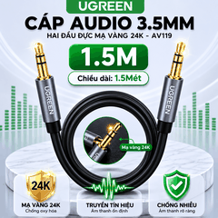 Dây Cáp Audio 3.5mm Hai Đầu Đực UGREEN AV119 Mạ Vàng 24K | Phú Quốc